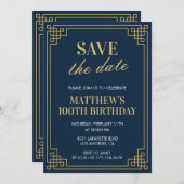 100ste verjaardag uitnodigingen Mannen Save the da (Voorkant / Achterkant)