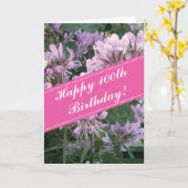 100ste Verjaardag wenskaart met roze bloemen Kaart (Gele Bloem)