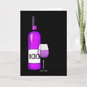 100ste verjaardag: wijnfles & glas kaart