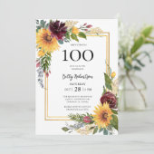 100ste verjaardag Zonnebloemen Kaart (Staand voorkant)