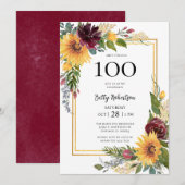 100ste verjaardag Zonnebloemen Kaart (Voorkant / Achterkant)
