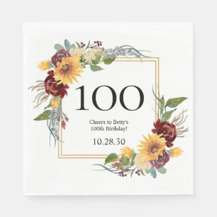 100ste verjaardag Zonnebloemen Servet