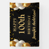 100ste verjaardag zwart en goud spandoek (Verticaal)