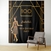 100ste verjaardag zwart goud art deco uit de jaren wandkleed (In situ)