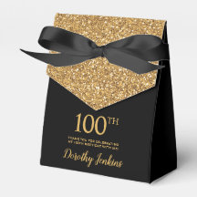 100ste verjaardag Zwart Goud Glitter Bedankt