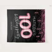 100ste verjaardag Zwart Roze Foto Achtergrond Wandkleed (Voorkant (horizontaal))