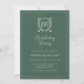 100ste Verjaardagsfeest Golf Crest Elegant Schrift Kaart (Voorkant)