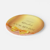 100ste verjaardagsfeest goud elegante boog naam papieren bordje (Gekanteld)