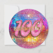 100ste Verjaardagsfeest Goud Roze Glitter Discobal Kaart (Achterkant)