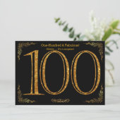 100ste verjaardagsfeest, Great Gatsby, zwart goud  Kaart (Staand voorkant)