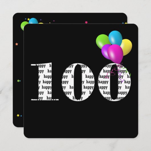 100ste Verjaardagsfeest met ballonbos Kaart (Voorkant / Achterkant)