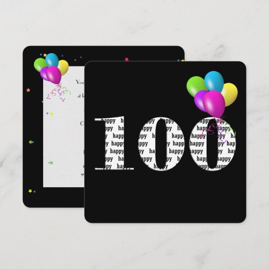 100ste verjaardagsfeest met ballonnenbos kaart (Voorkant / Achterkant)