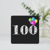 100ste verjaardagsfeest met ballonnenbos kaart (Staand voorkant)