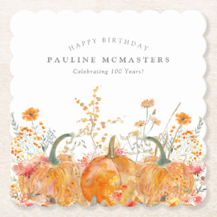 100ste verjaardagsfeest Pompoen Wilde bloem Custom Kartonnen Onderzetters