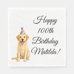 100ste verjaardagsfeest viering Labrador hond Servet