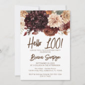 100ste verjaardagsfeestje bruin beige bloemen bloe kaart (Voorkant)