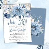 100ste verjaardagsfeestje Dusty Blue Floral Kaart