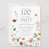 100ste verjaardagsfeestje Elegant Bloemblush Roze Kaart (Voorkant)