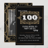 100ste verjaardagsfeestje, Grote Gatsby, Art Deco Kaart (Voorkant / Achterkant)