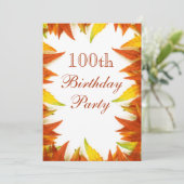 100ste verjaardagsfeestje herfstbladeren kaart (Staand voorkant)