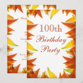 100ste verjaardagsfeestje herfstbladeren kaart (Voorkant / Achterkant)