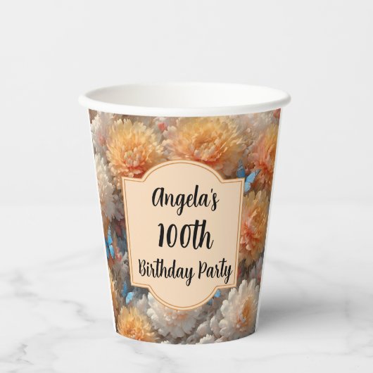 100ste verjaardagsfeestje papieren bekers (Voorkant)