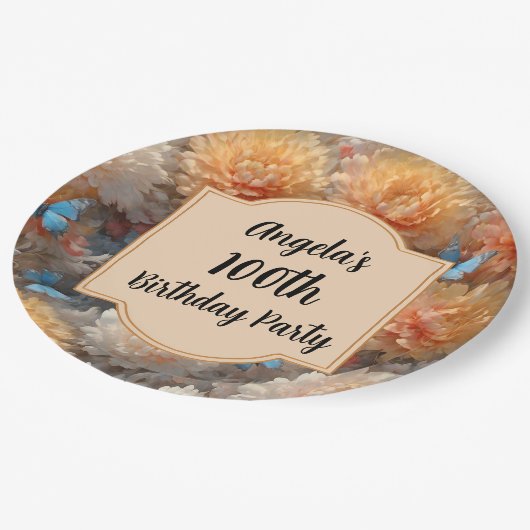 100ste verjaardagsfeestje papieren bordje (Gekanteld)