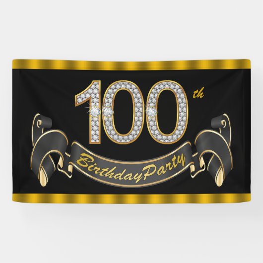 100ste verjaardagsfeestje spandoek (Horizontaal)