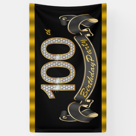 100ste verjaardagsfeestje spandoek (Verticaal)