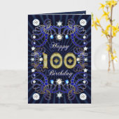 100ste verjaardagskaart met juwelen kaart (Gele Bloem)