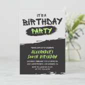 100ste verjaardagsuitnodiging Graffiti Mannen Spui Kaart (Staand voorkant)