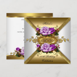 100ste verpartij Elegante Rozen Paars Goud Kaart