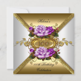 100ste verpartij Elegante Rozen Paars Goud Kaart