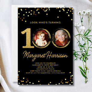 100ste verpartij Gouden Glitters Confetti Foto Kaart