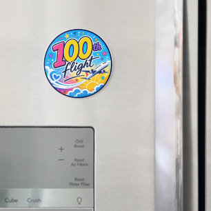 100ste vlucht kleurrijk vliegtuig reis souvenir magneet