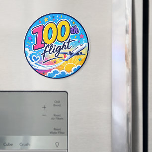 100ste vlucht kleurrijk vliegtuig reis souvenir magneet