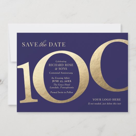 100ste Zakelijke Save the Date Uitnodiging (Voorkant)