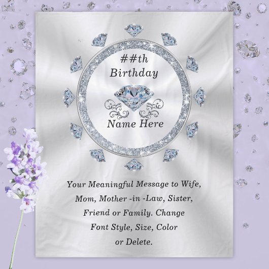 100th, 75th, 70th, 60th Birthday Cadeau voor Vrouw Fleece Deken