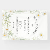 100th Birthday Banner April Birth Flower Daisy (Horizontaal)