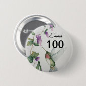 100th Birthday  Bird Flowers Button (Voorkant /achterkant)