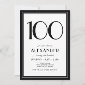 100th Birthday Black and White Modern Minimalist  Kaart (Voorkant)