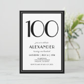 100th Birthday Black and White Modern Minimalist  Kaart (Staand voorkant)