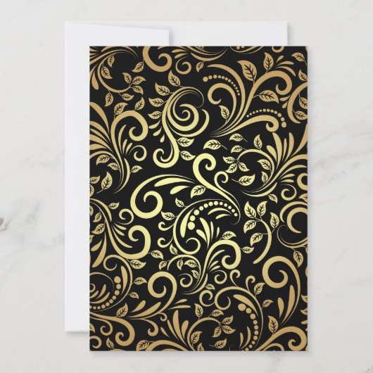 100th Birthday Black en Gold Floral Pattern Kaart (Achterkant)