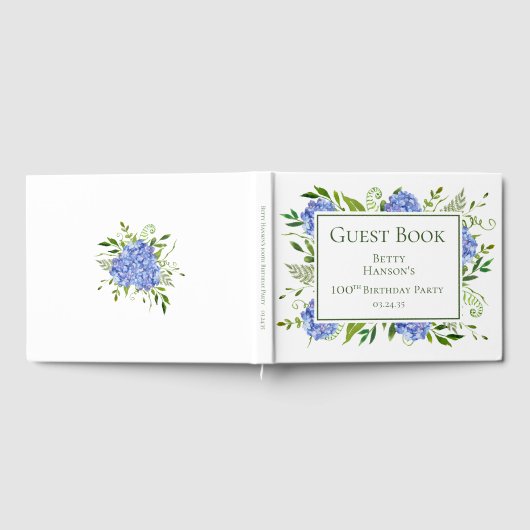 100th Birthday Blue Hydrangeas Gastenboek (Volledig)