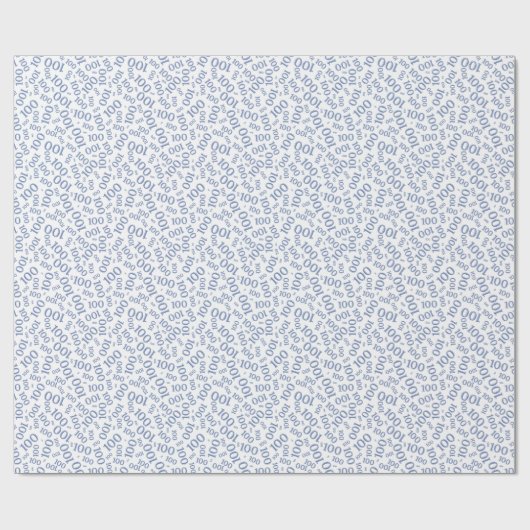 100th Birthday Blue/White Random Number Pattern Cadeaupapier (Vlak)
