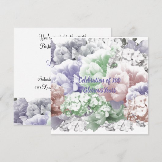 100th Birthday Celebration Invitation Kaart (Voorkant / Achterkant)