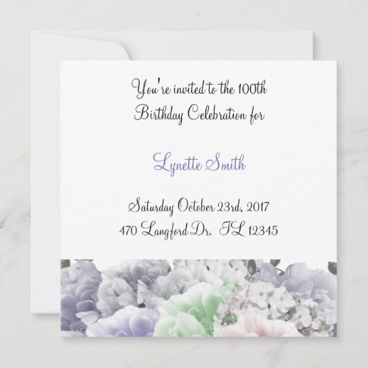 100th Birthday Celebration Invitation Kaart (Achterkant)