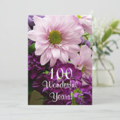 100th Birthday Celebration/Pink Daisy Bouquet Kaart (Staand voorkant)