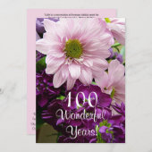 100th Birthday Celebration/Pink Daisy Bouquet Kaart (Voorkant / Achterkant)