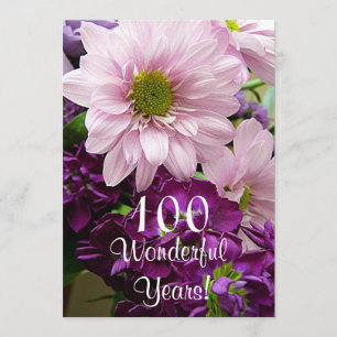 100th Birthday Celebration/Pink Daisy Bouquet Kaart
